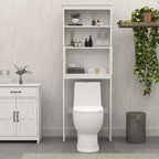 Mobiletto contenitore da bagno autoportante con ripiani sopra il WC, bianco - ModernLuxe