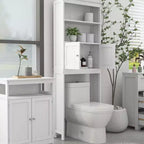 Mobiletto contenitore da bagno autoportante con ripiani sopra il WC, bianco - ModernLuxe