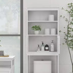 Mobiletto contenitore da bagno autoportante con ripiani sopra il WC, bianco - ModernLuxe