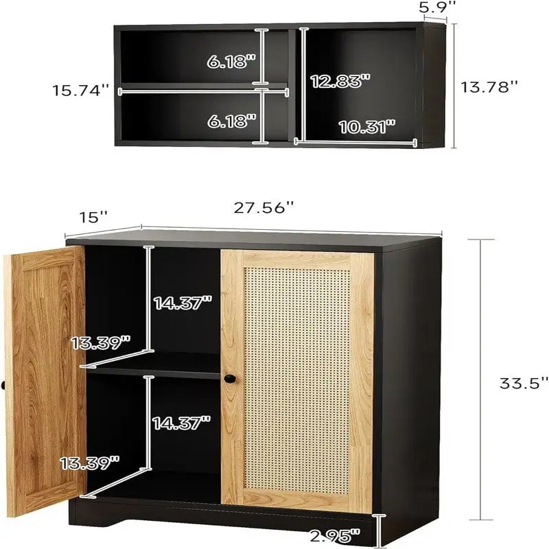 Credenza accentata a 2 ante - 15P x 27,56L x 47,24A