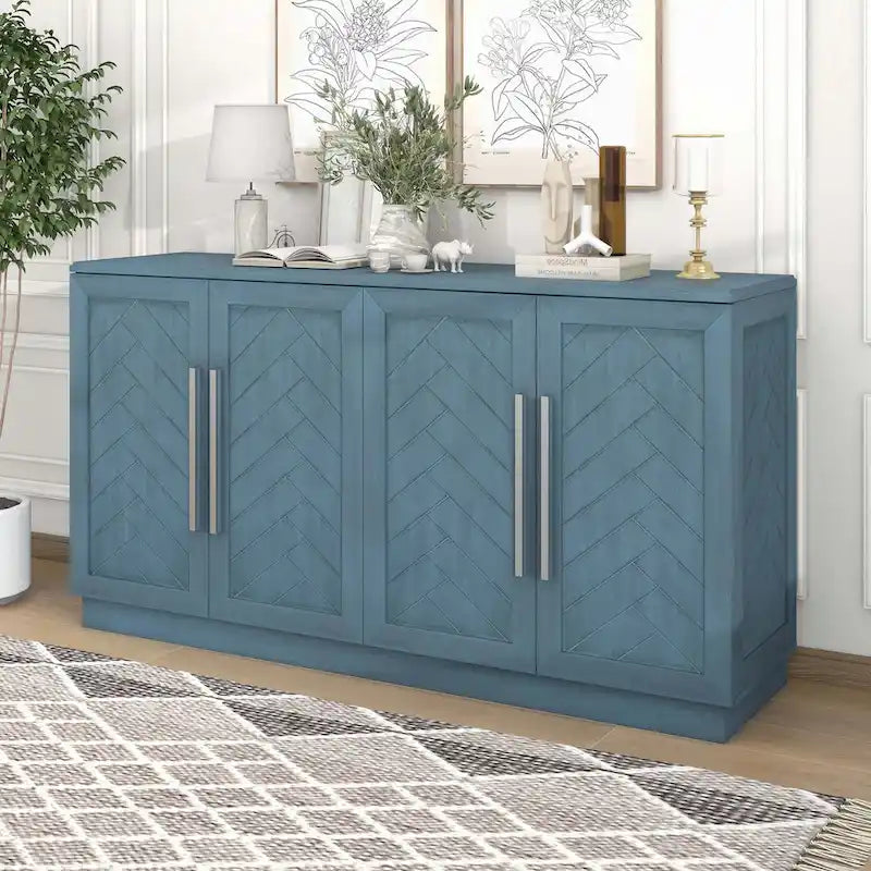 Credenza con 4 Ante Ampio Spazio Contenitivo con Ripiani Regolabili