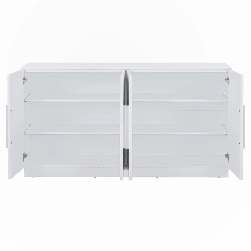 Credenza con 4 Ante Ampio Spazio Contenitivo con Ripiani Regolabili