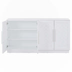 Credenza con 4 Ante Ampio Spazio Contenitivo con Ripiani Regolabili
