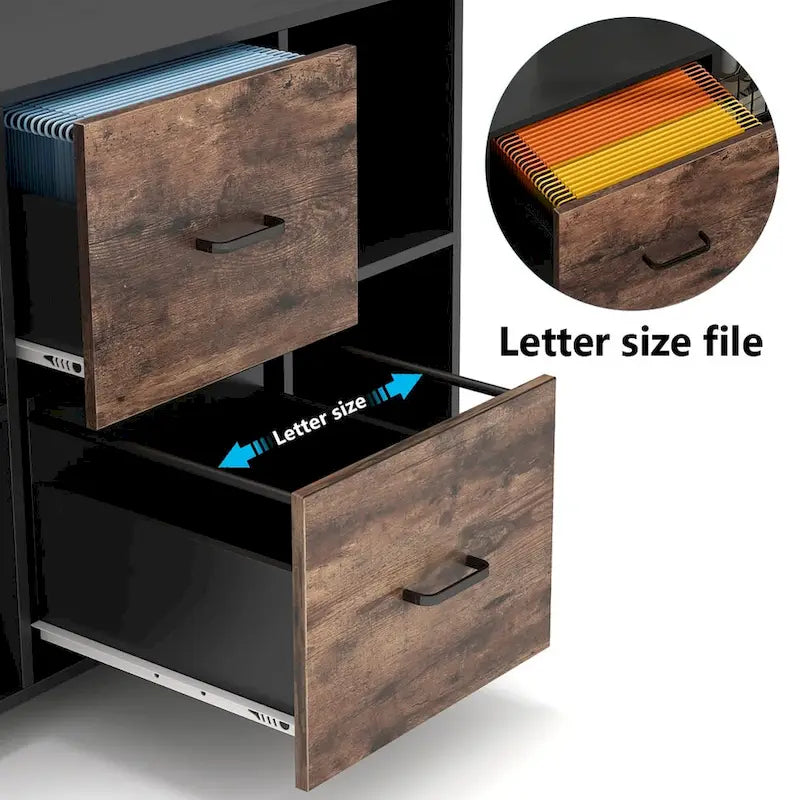 Classificatore mobile laterale in legno a 2 cassetti