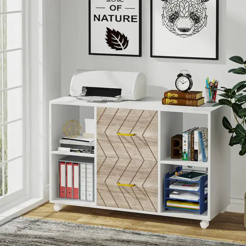 Classificatore mobile laterale in legno a 2 cassetti