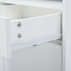 Organizzatore mobiletto con cassetto e armadietto, supporto per stampante con rotelle, bianco