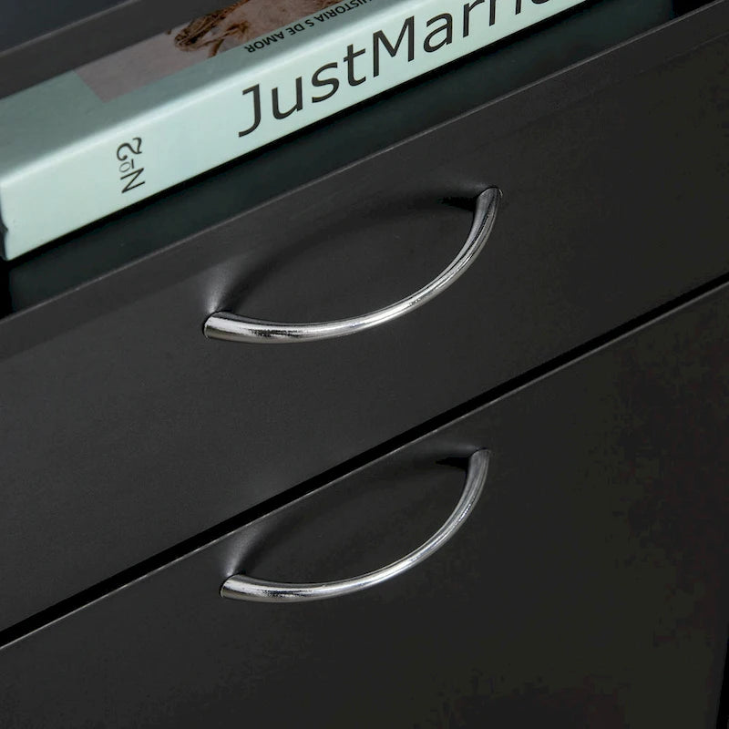 Carrello Porta Stampante Mobile a 2 Cassetti da 24 pollici, Nero - 15,7*13,8*23,6