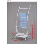 Porta asciugamani in metallo a 5 livelli autoportante con ripiano portaoggetti, bianco