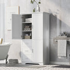 Armadio da bagno alto con ante, tre cassetti