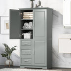 Armadio da bagno alto con ante, tre cassetti