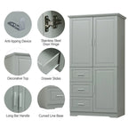 Armadio da bagno alto con ante, tre cassetti