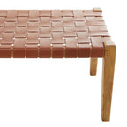 Panca in pelle intrecciata fatta a mano nera o marrone - 47 x 18 x 17
