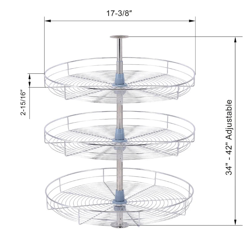 Lazy Susan 18 Diametro - Portaoggetti Triplo Girevole a 360 Gradi in Acciaio Inossidabile