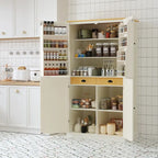 Dispensa da Cucina Autoportante Grande Armadio Contenitore con 2 Cassetti, 2 Ripiani Regolabili, 8 Ripiani Sportello