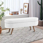Panca Contenitore Moderna Minimalista in Tessuto di Lino Imbottita con Top Ribaltabile