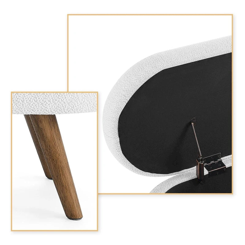 Panca Contenitore Moderna Minimalista in Tessuto di Lino Imbottita con Top Ribaltabile