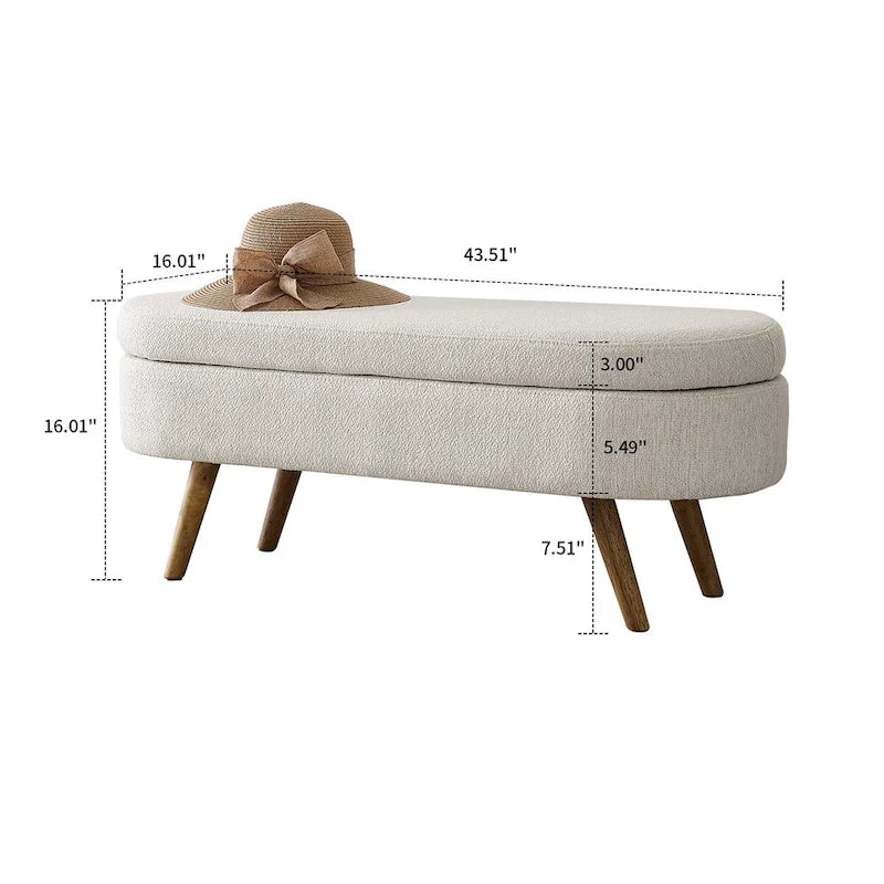 Panca Contenitore Moderna Minimalista in Tessuto di Lino Imbottita con Top Ribaltabile