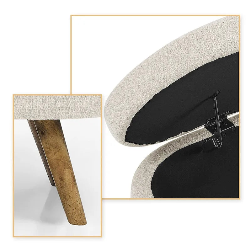 Panca Contenitore Moderna Minimalista in Tessuto di Lino Imbottita con Top Ribaltabile