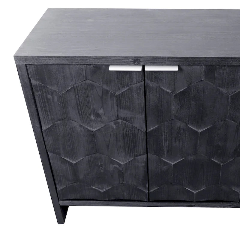 Mobiletto d'accento in stile rustico a 4 ante, mobile credenza in legno, buffet, server, mobile contenitore