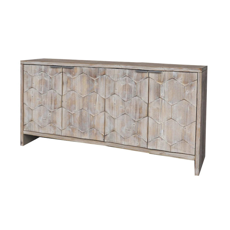 Mobiletto d'accento in stile rustico a 4 ante, mobile credenza in legno, buffet, server, mobile contenitore