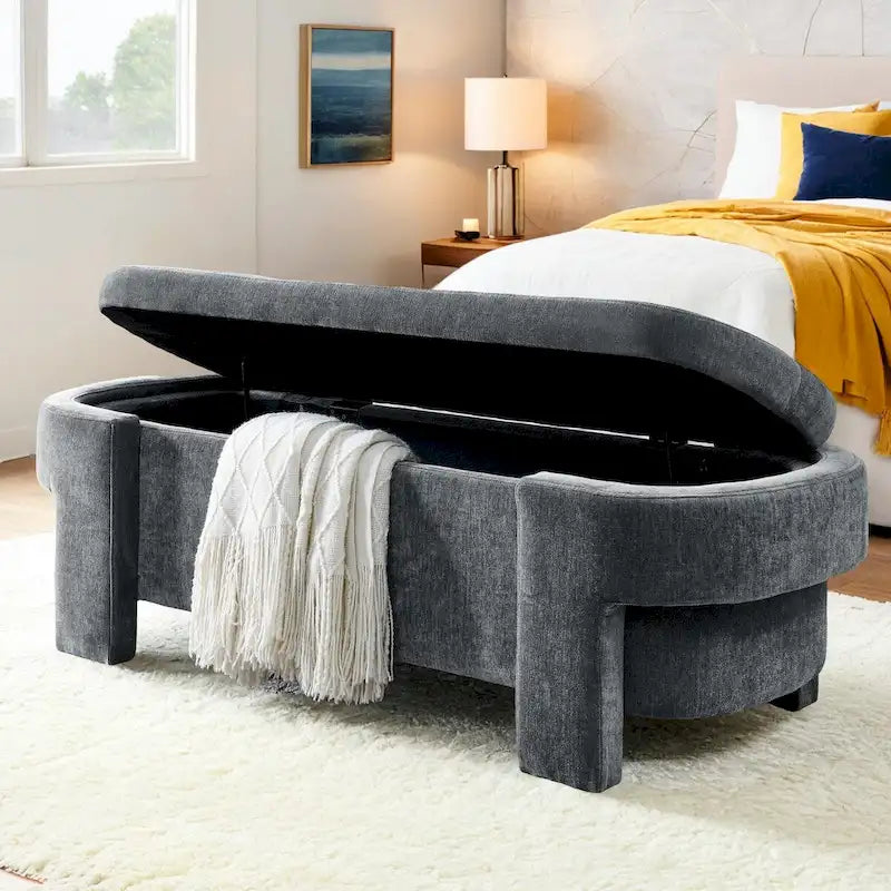 Panca Imbottita con Ampio Spazio ContenitorePouf Contenitore Moderni, per il Soggiorno, l'Ingresso e la Camera da Letto