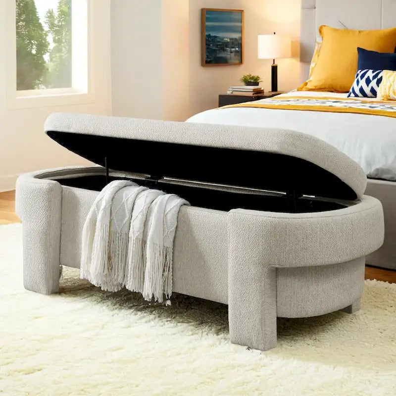 Panca Imbottita con Ampio Spazio ContenitorePouf Contenitore Moderni, per il Soggiorno, l'Ingresso e la Camera da Letto