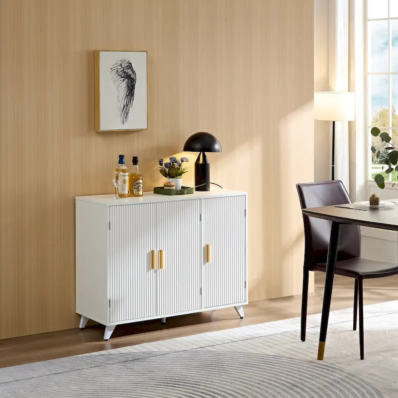 Madia con mobiletto in stile moderno con texture ondulata e 3 ante