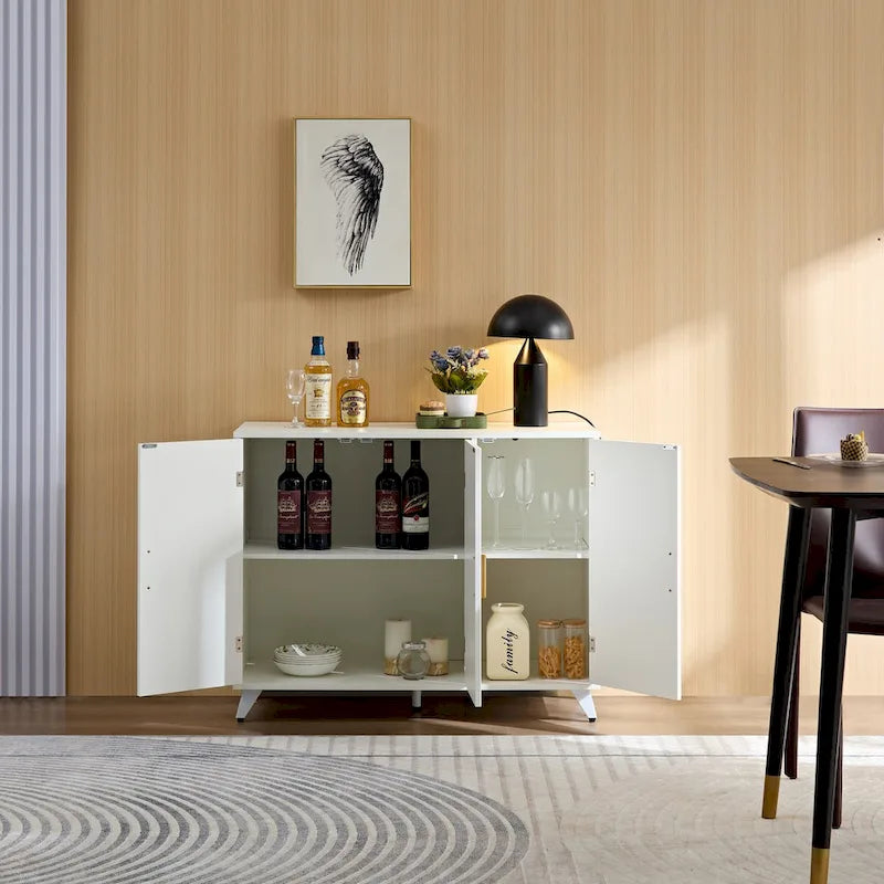 Madia con mobiletto in stile moderno con texture ondulata e 3 ante