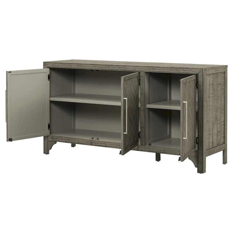 Madia/mobile contenitore di design con MDF+impiallacciatura in pino, ripiani regolabili, adatta