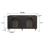 Mobile Credenza Laccato in Legno con 4 Ante in Vetro Buffet Contenitore