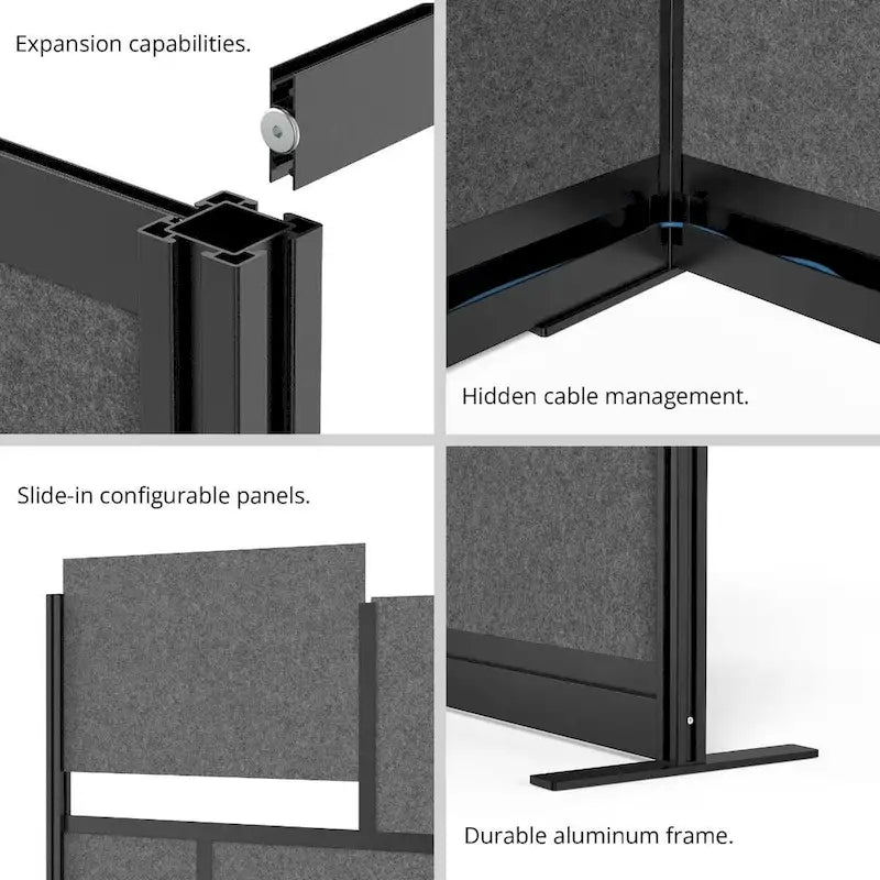 Sistema divisorio modulare da parete - Struttura nera - Parete iniziale 70 x 48 con lavagna bianca