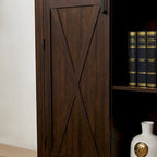 Mobiletto Contenitore Dispensa Stile Rustico con Ante Scorrevoli a Stalla, Mobile Organizer Salvaspazio per Casa con Cassetti e Ripiani