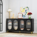Credenza a buffet moderna minimalista in legno con 4 ante in acrilico e ripiani interni regolabili