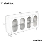 Credenza a buffet moderna minimalista in legno con 4 ante in acrilico e ripiani interni regolabili
