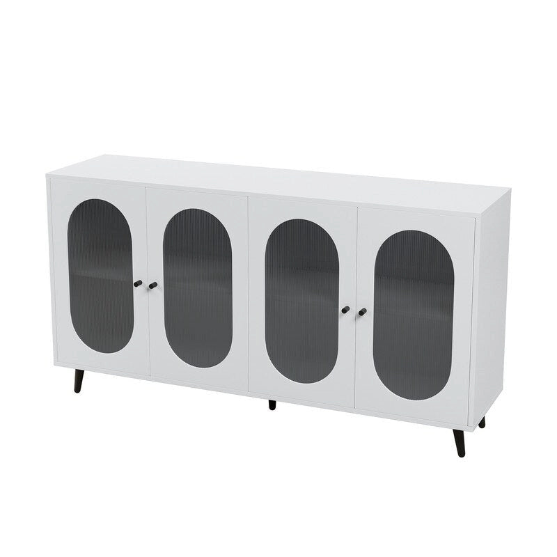 Credenza a buffet moderna minimalista in legno con 4 ante in acrilico e ripiani interni regolabili