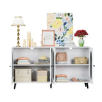 Credenza a buffet moderna minimalista in legno con 4 ante in acrilico e ripiani interni regolabili