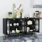 Credenza a buffet moderna minimalista in legno con 4 ante in acrilico e ripiani interni regolabili