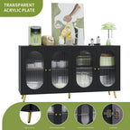 Credenza a buffet moderna minimalista in legno con 4 ante in acrilico e ripiani interni regolabili