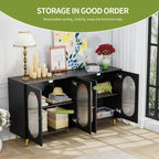 Credenza a buffet moderna minimalista in legno con 4 ante in acrilico e ripiani interni regolabili