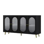 Credenza a buffet moderna minimalista in legno con 4 ante in acrilico e ripiani interni regolabili