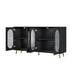 Credenza a buffet moderna minimalista in legno con 4 ante in acrilico e ripiani interni regolabili