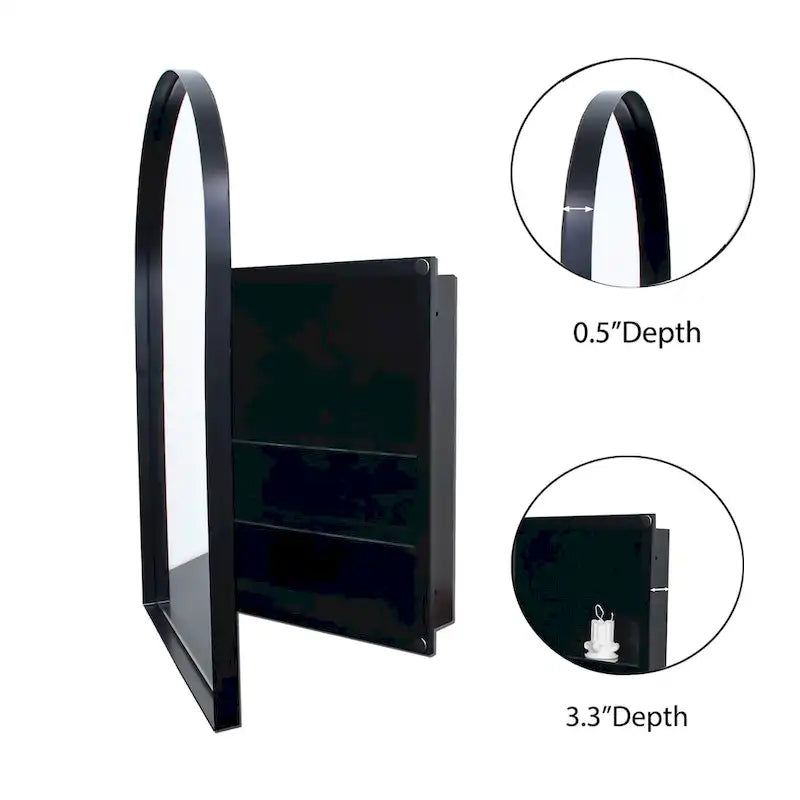 Mobiletto specchio ad arco da incasso 24x36 pollici
