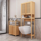 Scaffale portaoggetti per WC, bagno indipendente, lavanderia, salvaspazio, colore naturale