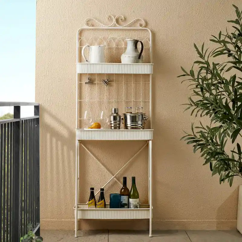 68H Scaffale a 3 Ripiani in Metallo Nero Portavasi da Cucina Scaffale Multifunzionale per Interni ed Esterni