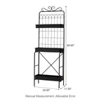 68H Scaffale a 3 Ripiani in Metallo Nero Portavasi da Cucina Scaffale Multifunzionale per Interni ed Esterni