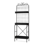 68H Scaffale a 3 Ripiani in Metallo Nero Portavasi da Cucina Scaffale Multifunzionale per Interni ed Esterni