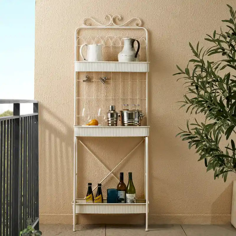 68H Scaffale a 3 Ripiani in Metallo Nero Portavasi da Cucina Scaffale Multifunzionale per Interni ed Esterni