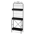 68H Scaffale a 3 Ripiani in Metallo Nero Portavasi da Cucina Scaffale Multifunzionale per Interni ed Esterni