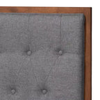 Baxton Studio Bryn Letto a piattaforma in tessuto e legno grigio/marrone noce: senza rete a molle, testiera trapuntata