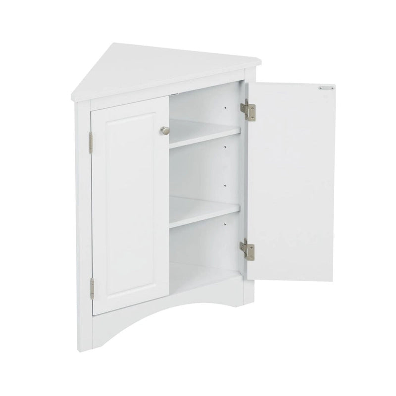 Mobiletto angolare bianco da bagno con ripiani regolabili, armadietto da pavimento indipendente per cucina di casa